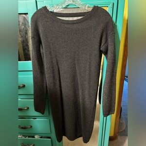 360 Cashmere Charcoal Long Sleeve Dress XS